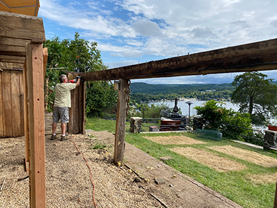 old decking beams coming down