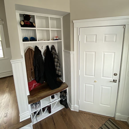 Built-in Cubby Locker and Oak Bench