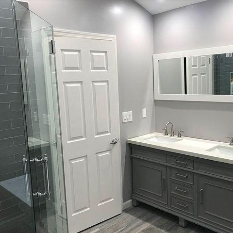 bathroom remodel with upgraded double vanity