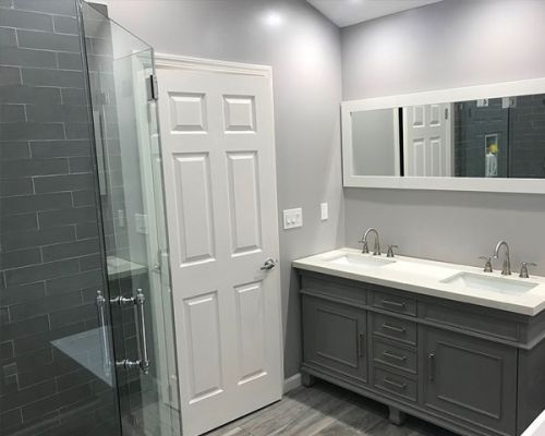 double vanity glass enclosed shower