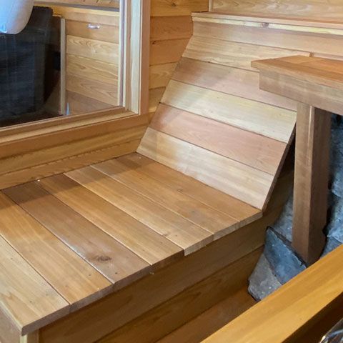 custom sauna scribe bench