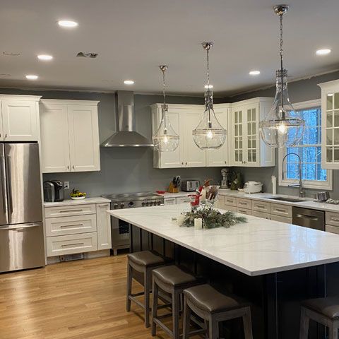 custom kitchen large island quartz countertop