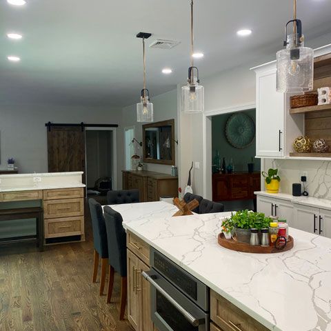 large island quartz countertop backsplash