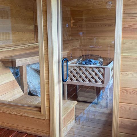 sauna cedar custom glass door window